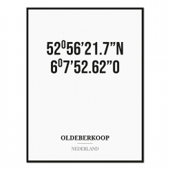 Poster/kaart OLDEBERKOOP met coördinaten