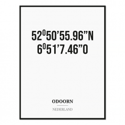 Poster/kaart ODOORN met coördinaten