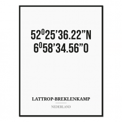 Poster/kaart LATTROP-BREKLENKAMP met coördinaten