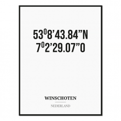 Poster/kaart WINSCHOTEN met coördinaten
