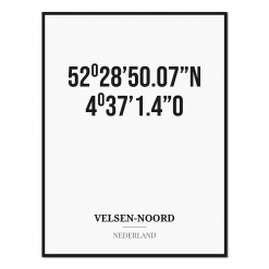 Poster/kaart VELSEN-NOORD met coördinaten