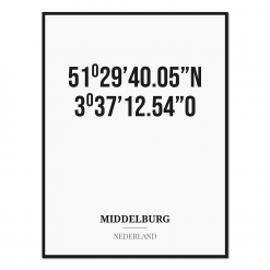 Poster/kaart MIDDELBURG met coördinaten