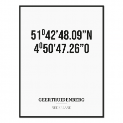 Poster/kaart GEERTRUIDENBERG met coördinaten