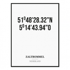 Poster/kaart ZALTBOMMEL met coördinaten