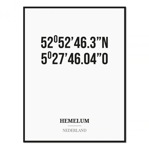 Poster/kaart HEMELUM met coördinaten
