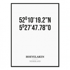 Poster/kaart HOEVELAKEN met coördinaten