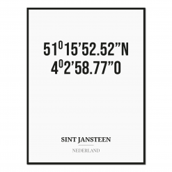 Poster/kaart SINT JANSTEEN met coördinaten