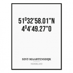 Poster/kaart SINT-MAARTENSDIJK met coördinaten