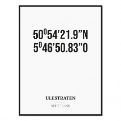 Poster/kaart ULESTRATEN met coördinaten