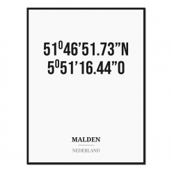 Poster/kaart MALDEN met coördinaten