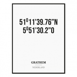 Poster/kaart GRATHEM met coördinaten
