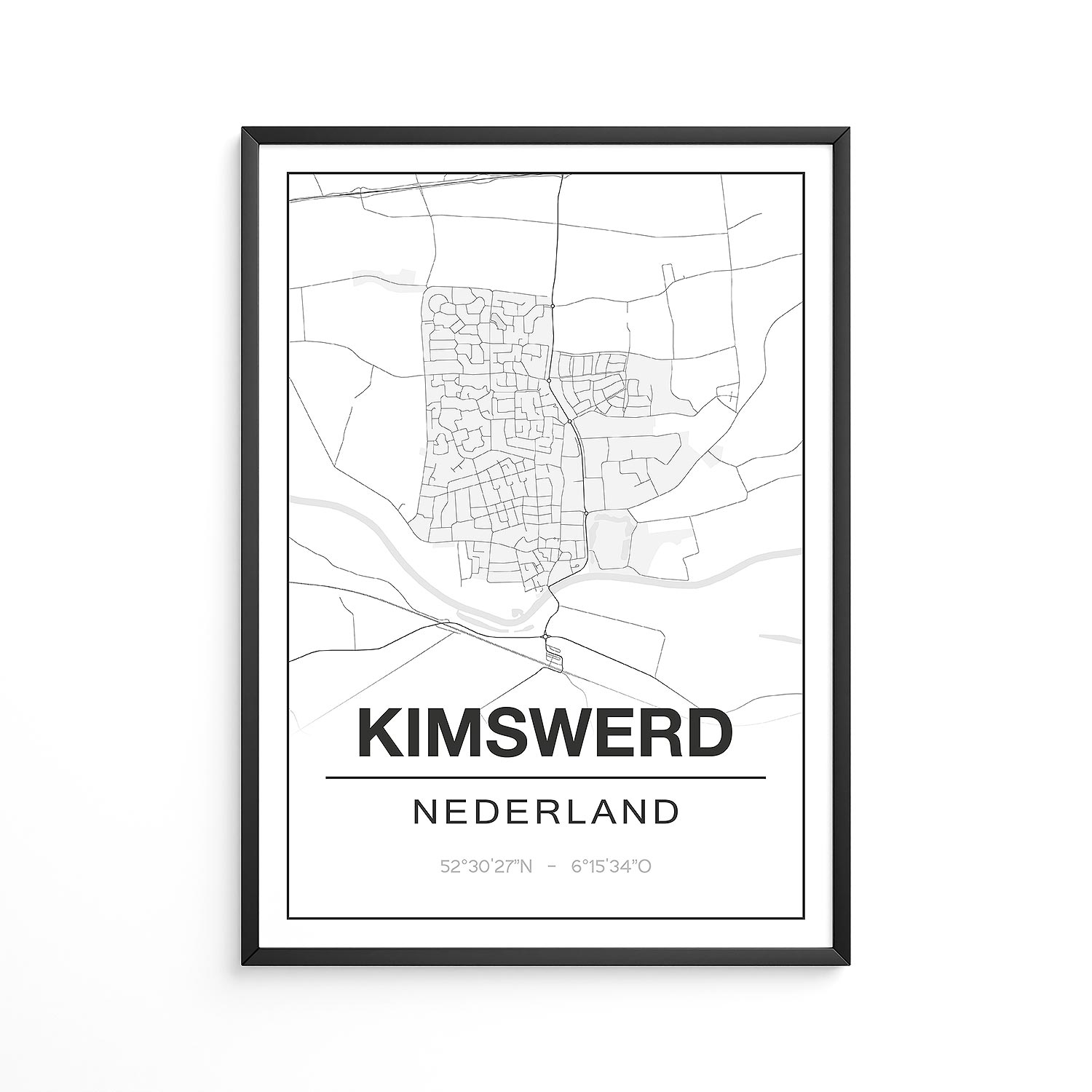 Poster Kimswerd - Friesland - Plattegrond