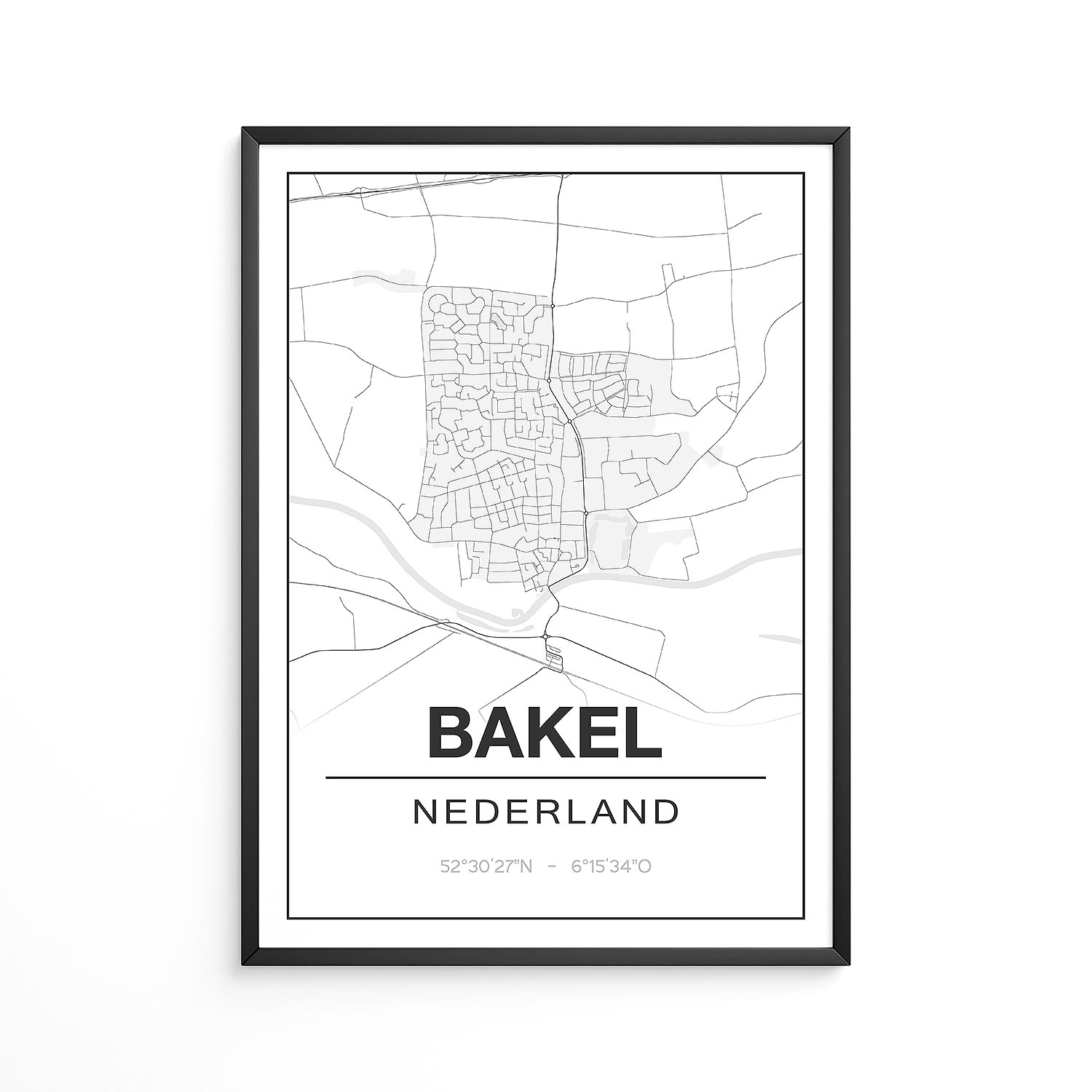 Poster Bakel - Noord-Brabant - Plattegrond