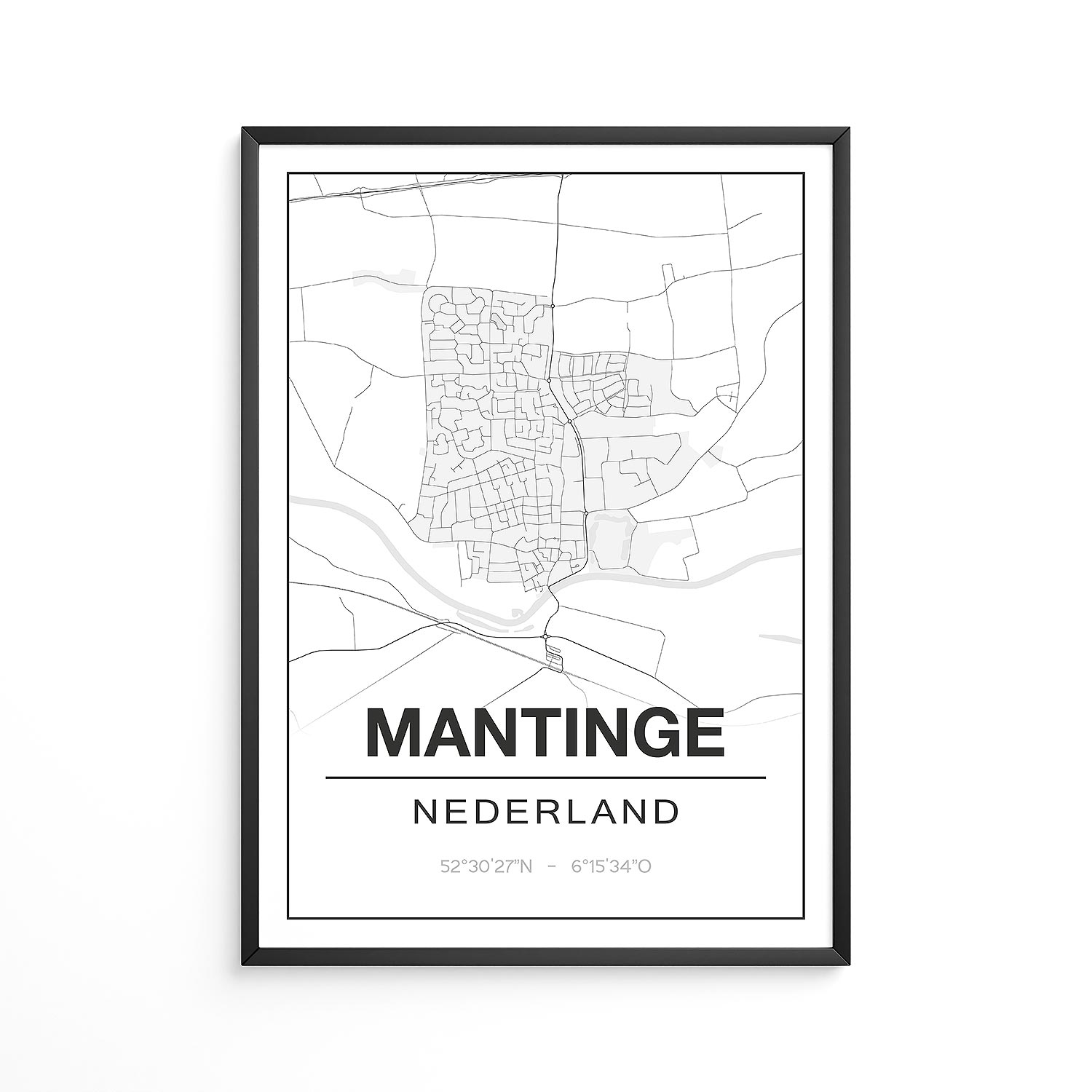 Poster Mantinge - Drenthe - Plattegrond