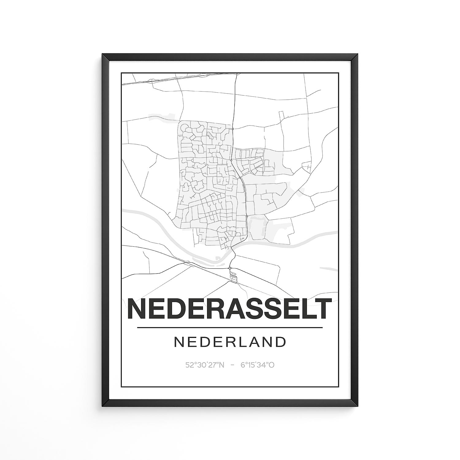 Poster Nederasselt - Gelderland - Plattegrond