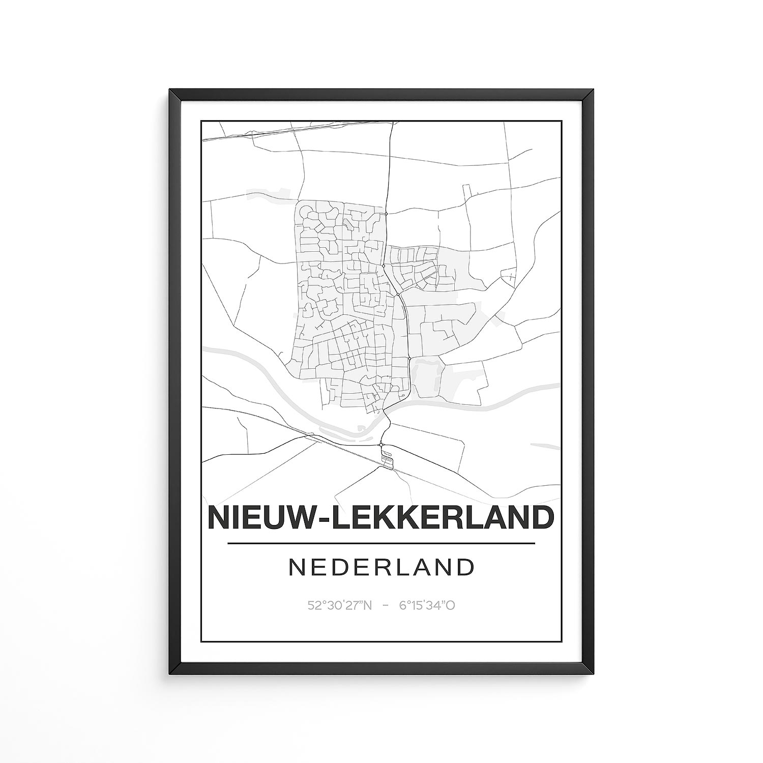 Poster Nieuw-Lekkerland - Zuid-Holland - Plattegrond