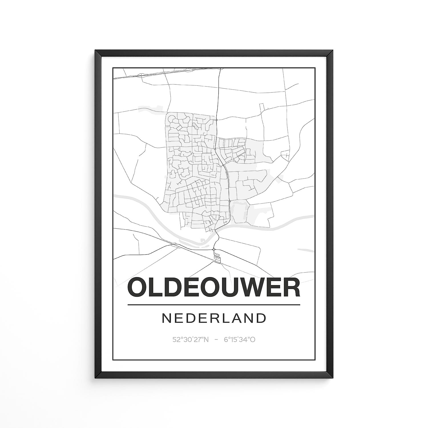 Poster Oldeouwer - Friesland - Plattegrond