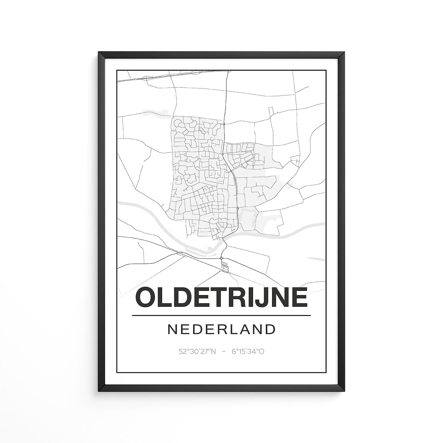 Poster Oldetrijne - Friesland - Plattegrond
