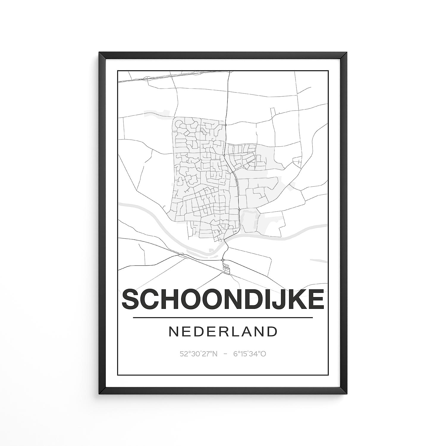 Poster Schoondijke - Zeeland - Plattegrond