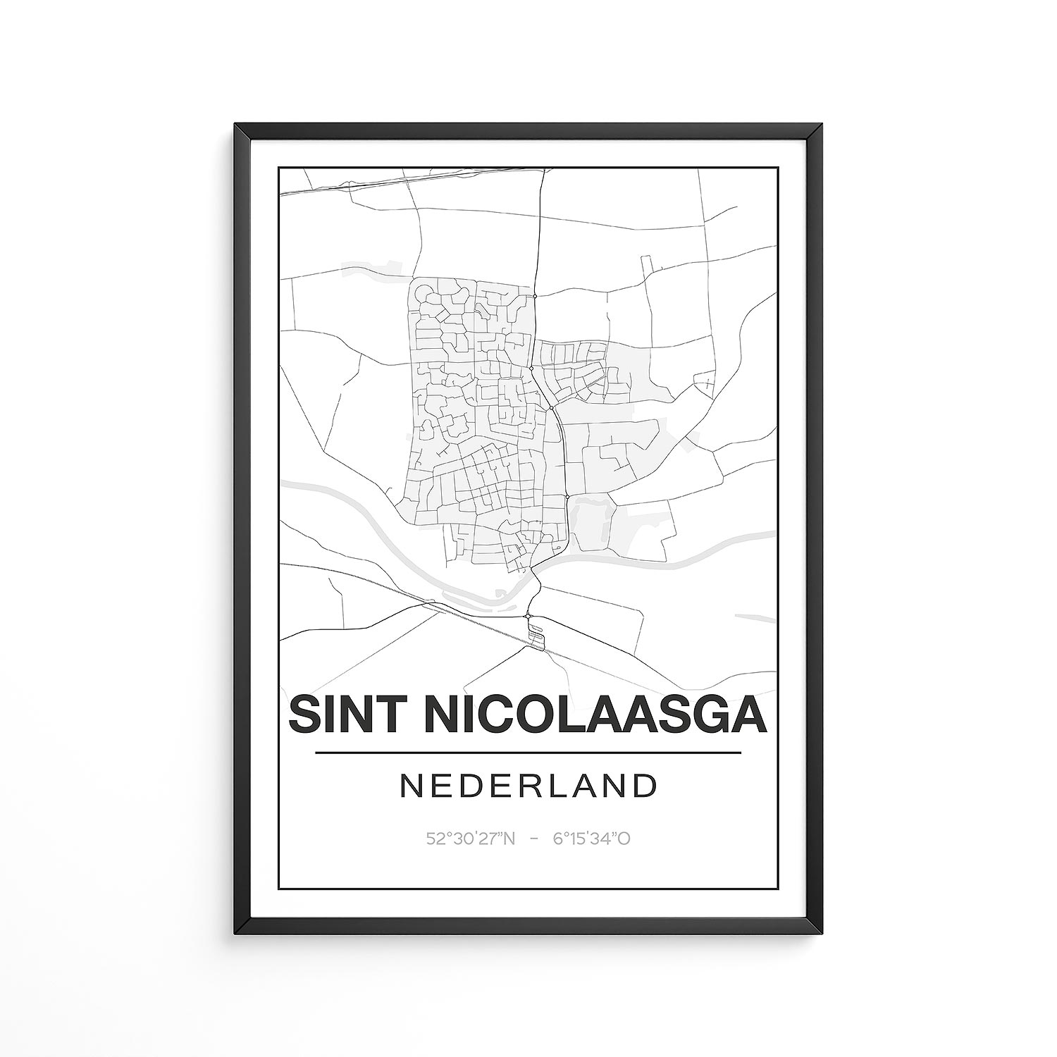 Poster Sint Nicolaasga - Friesland - Plattegrond