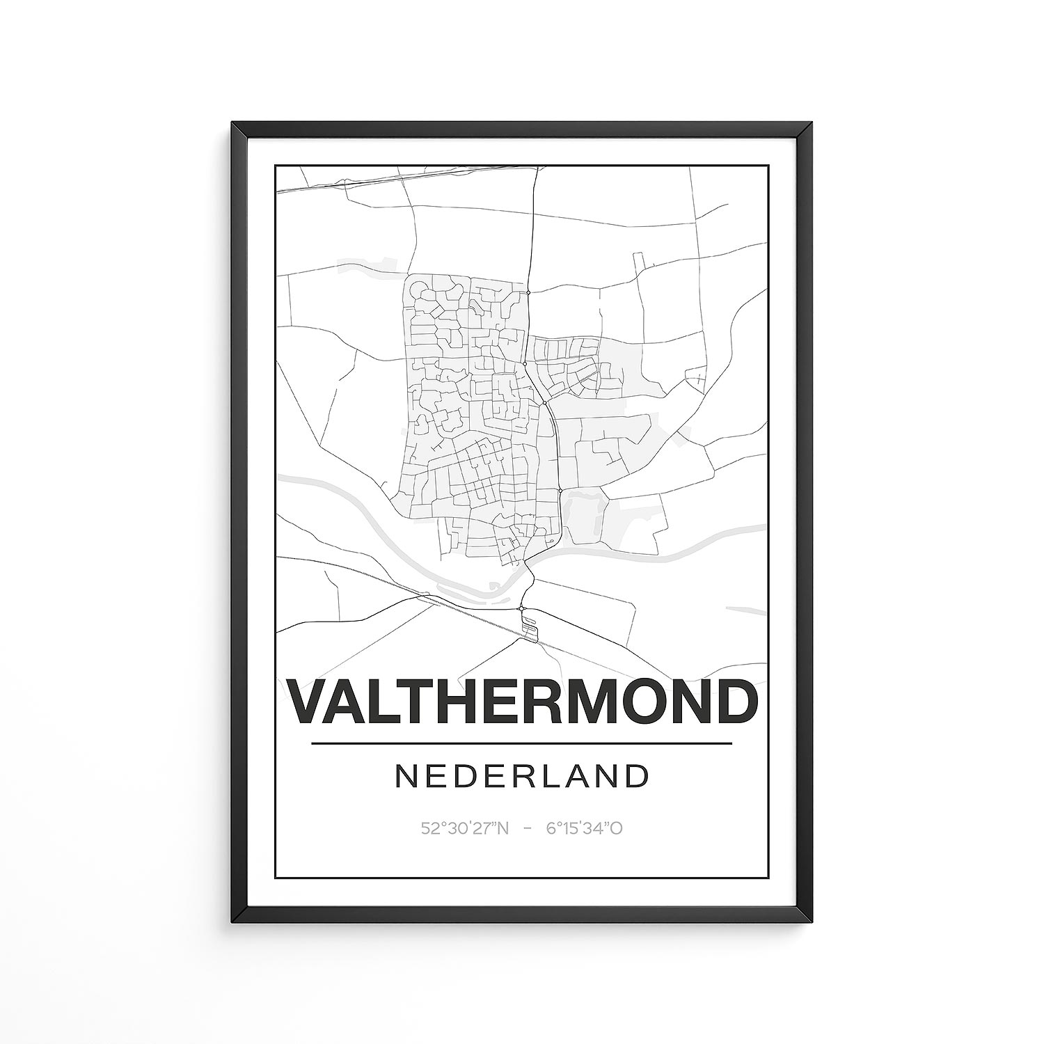 Poster Valthermond - Drenthe - Plattegrond