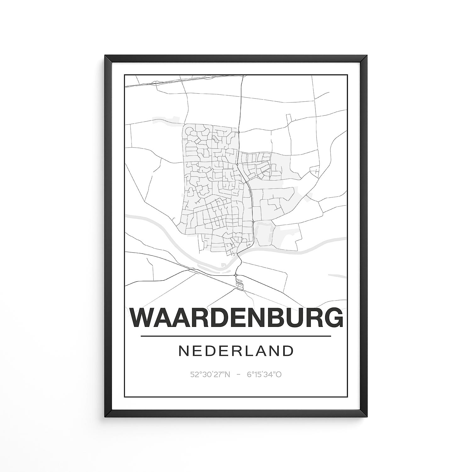 Poster Waardenburg - Gelderland - Plattegrond