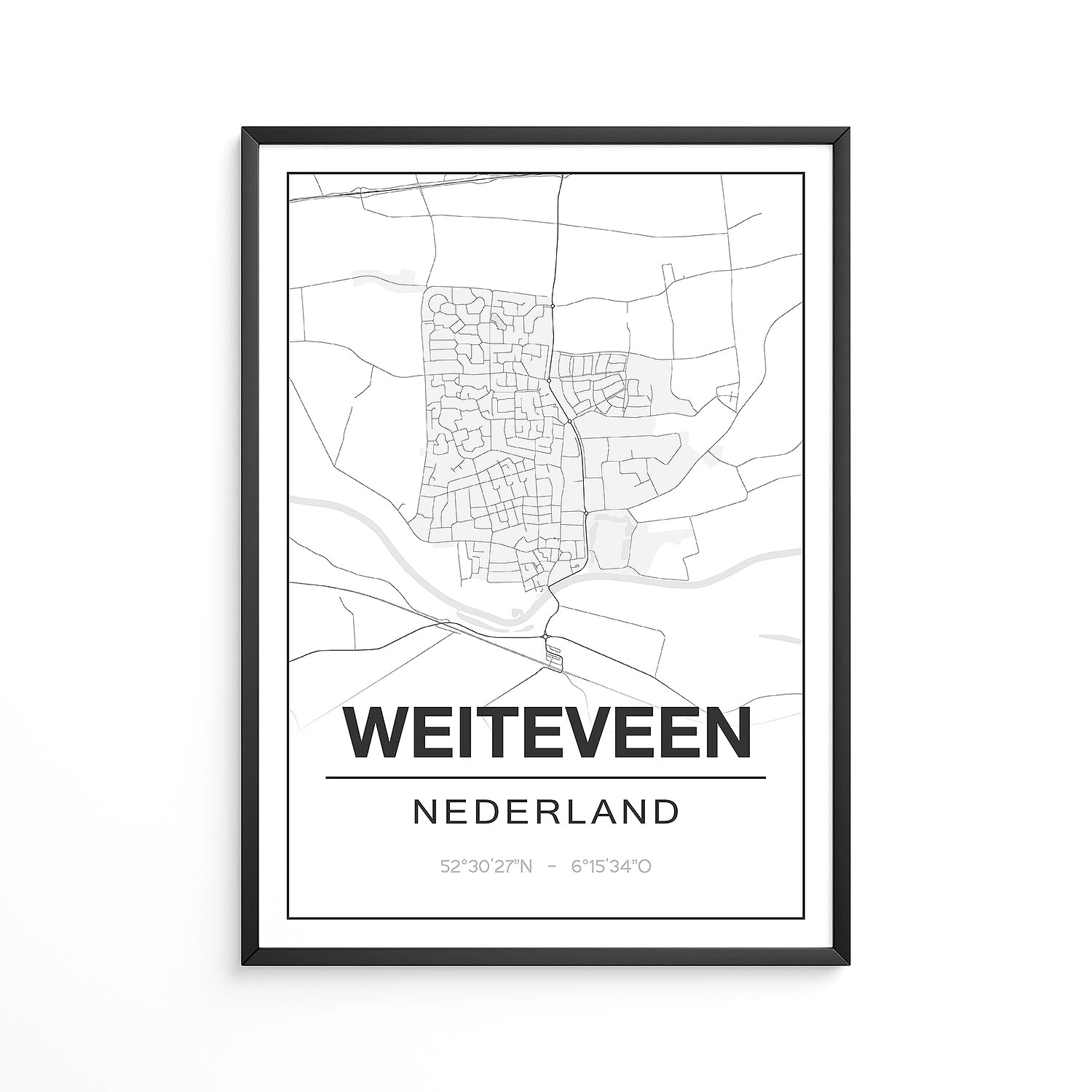 Poster Weiteveen - Drenthe - Plattegrond