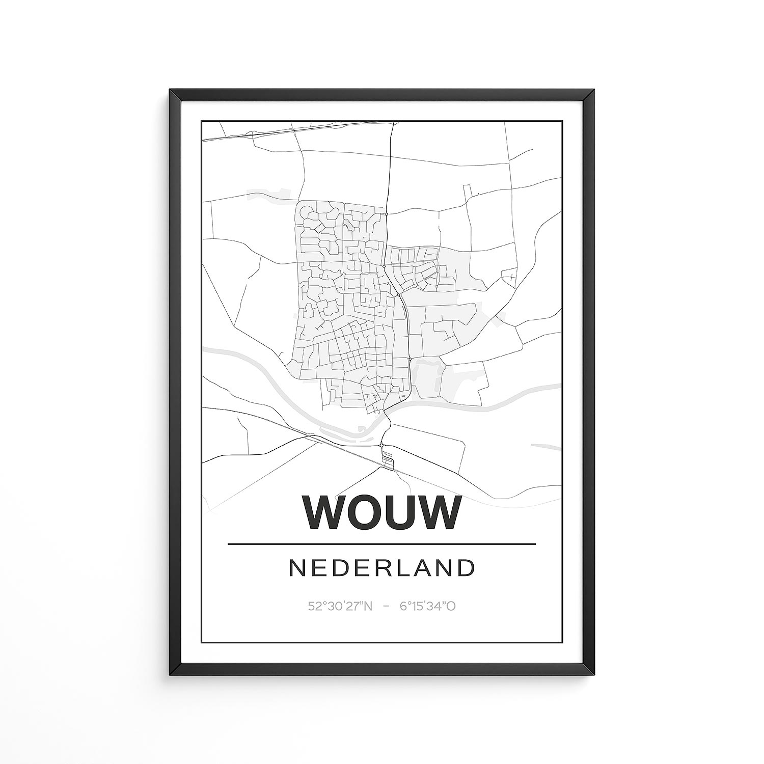 Poster Wouw - Noord-Brabant - Plattegrond