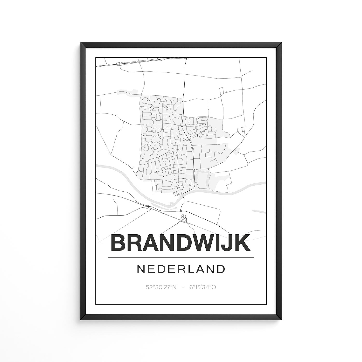 Poster Brandwijk - Zuid-Holland - Plattegrond