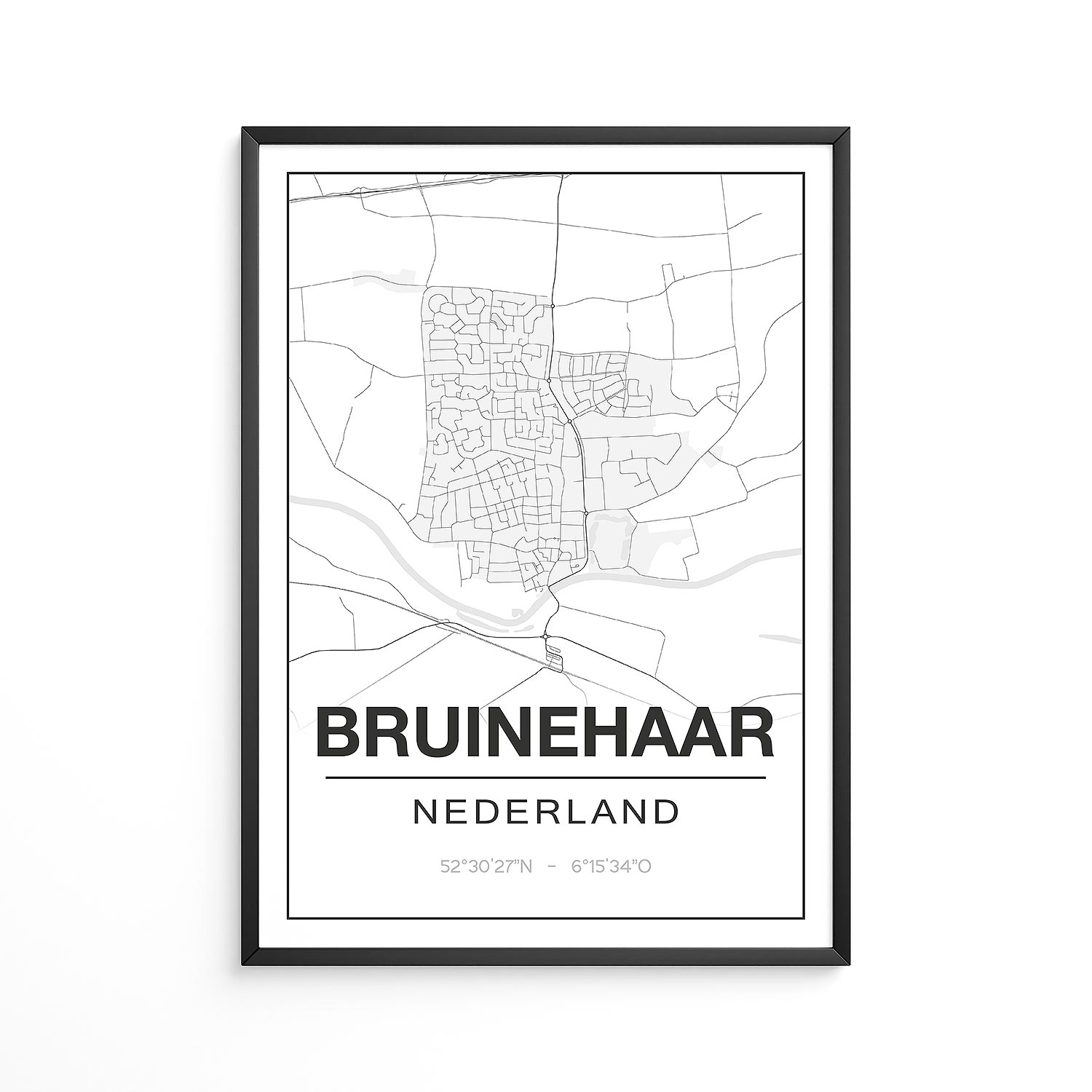 Poster Bruinehaar - Overijssel - Plattegrond