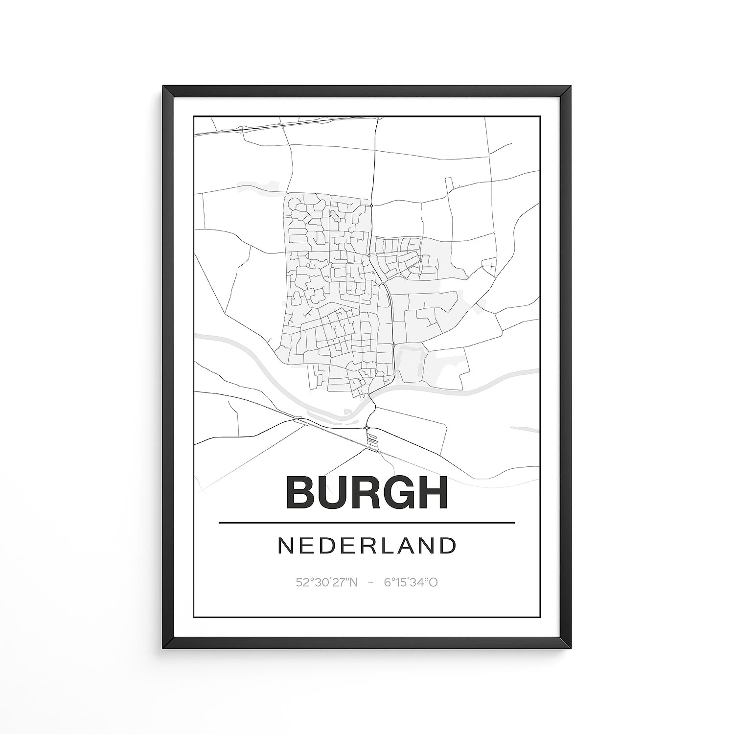Poster Burgh - Zeeland - Plattegrond