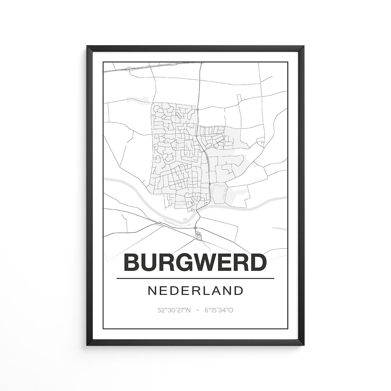 Poster Burgwerd - Friesland - Plattegrond
