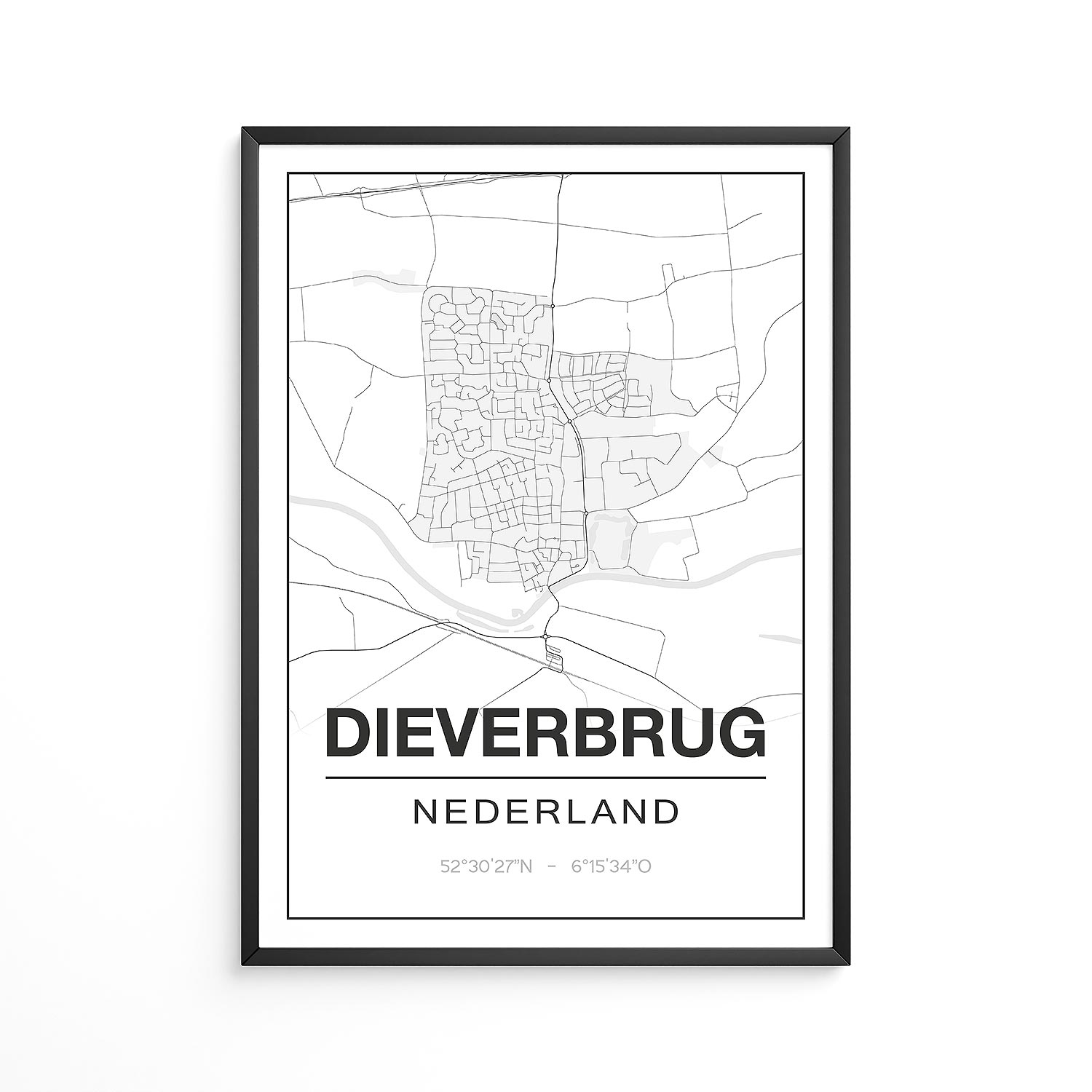 Poster Dieverbrug - Drenthe - Plattegrond