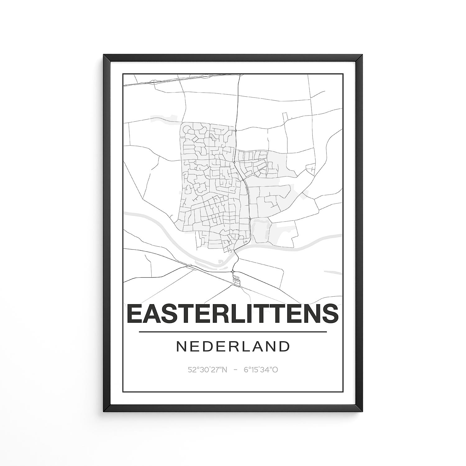 Poster Easterlittens - Friesland - Plattegrond