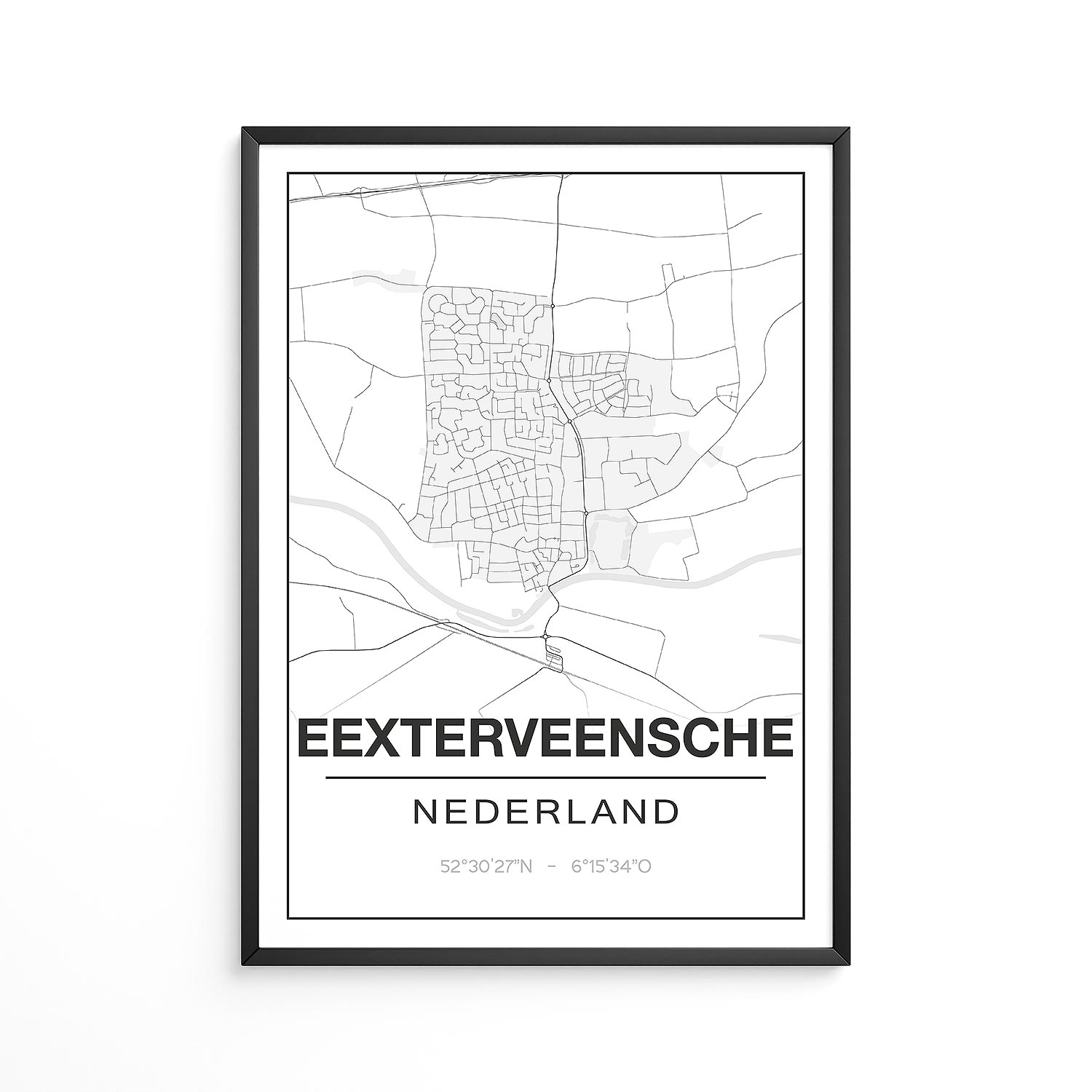 Poster Eexterveensche kanaal - Drenthe - Plattegrond