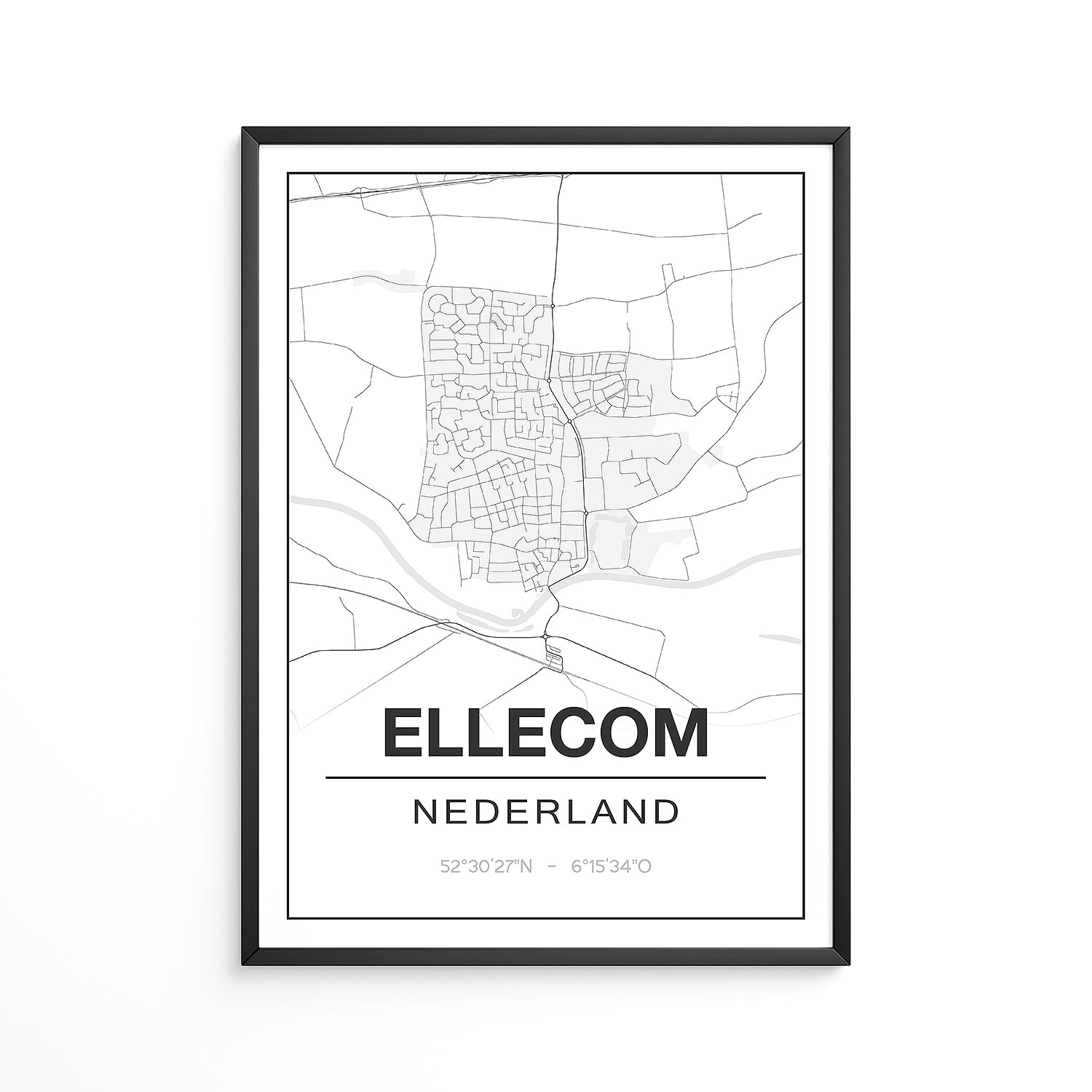 Poster Ellecom - Gelderland - Plattegrond