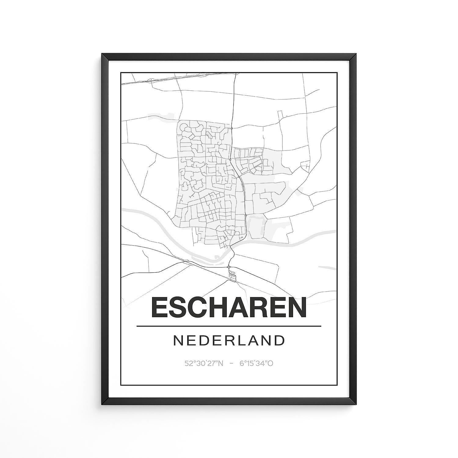 Poster Escharen - Noord-Brabant - Plattegrond