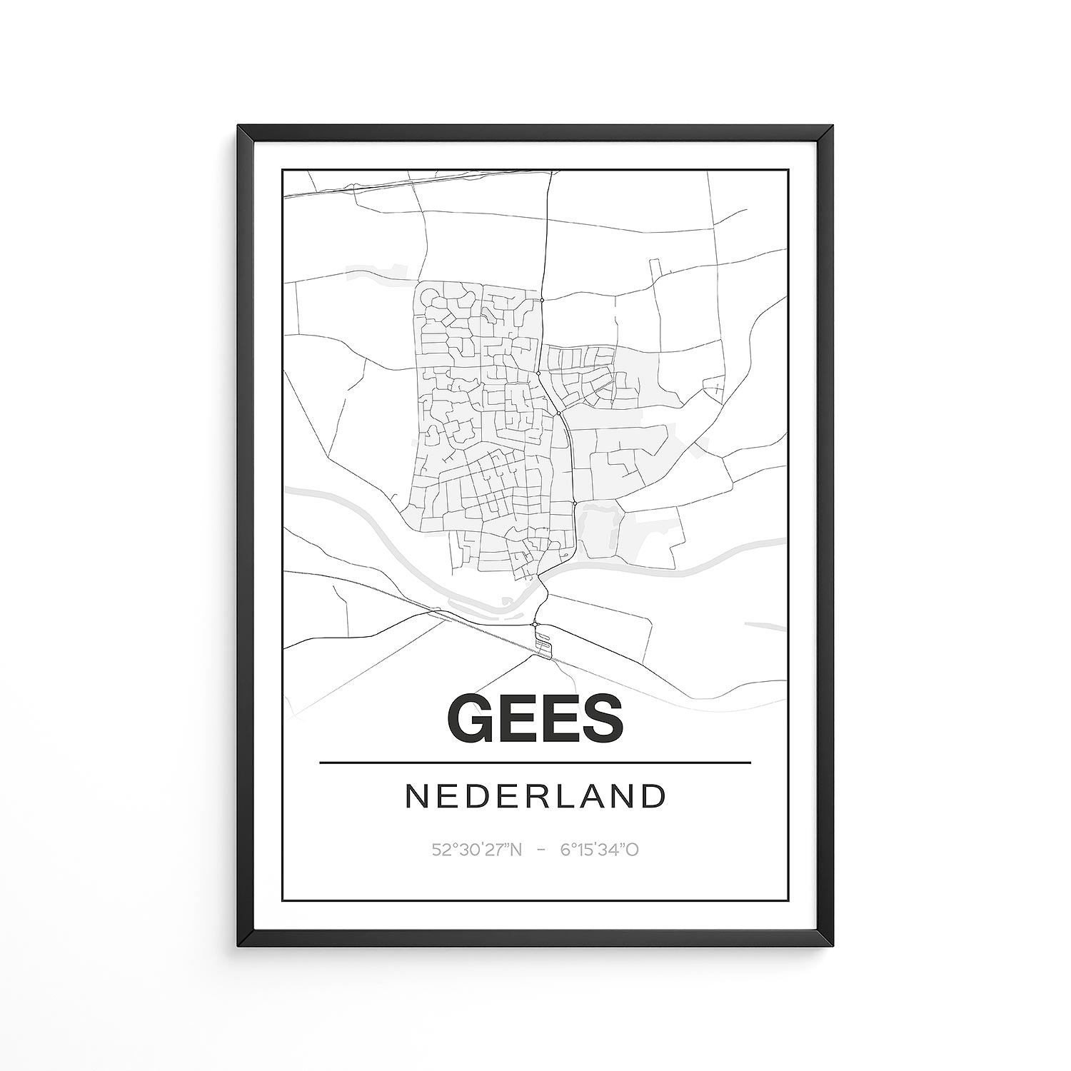 Poster Gees - Drenthe - Plattegrond