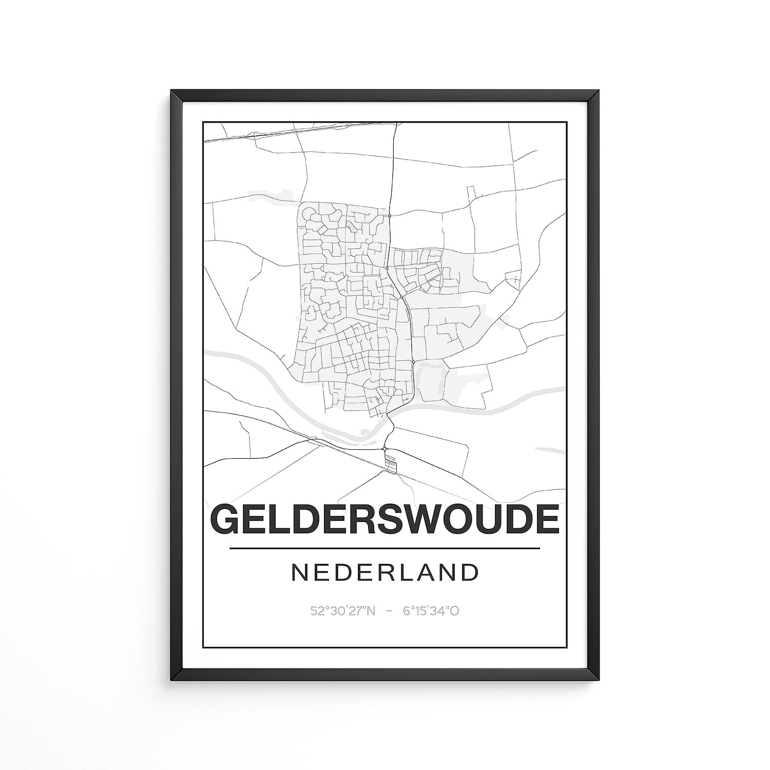 Poster Gelderswoude - Zuid-Holland - Plattegrond