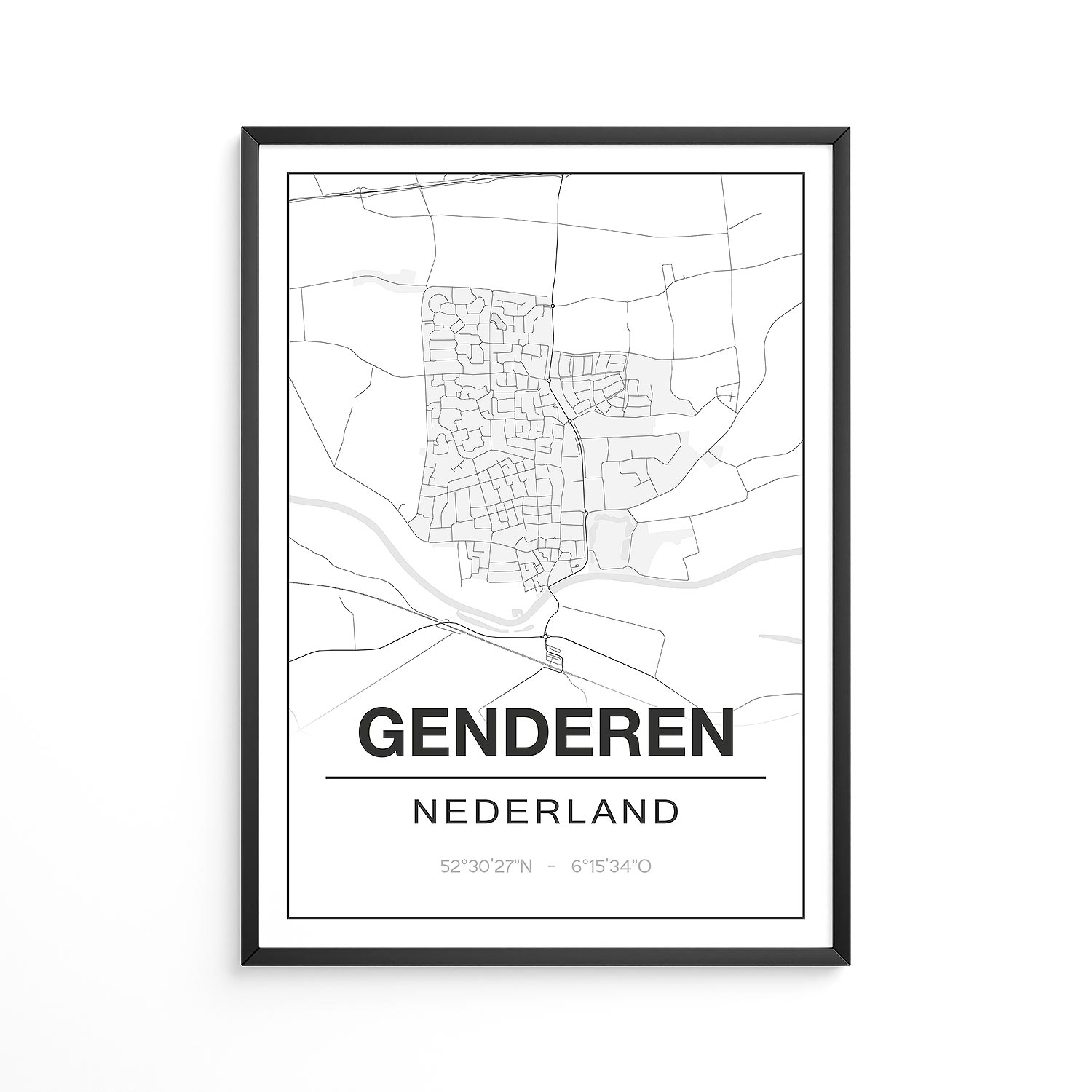 Poster Genderen - Noord-Brabant - Plattegrond
