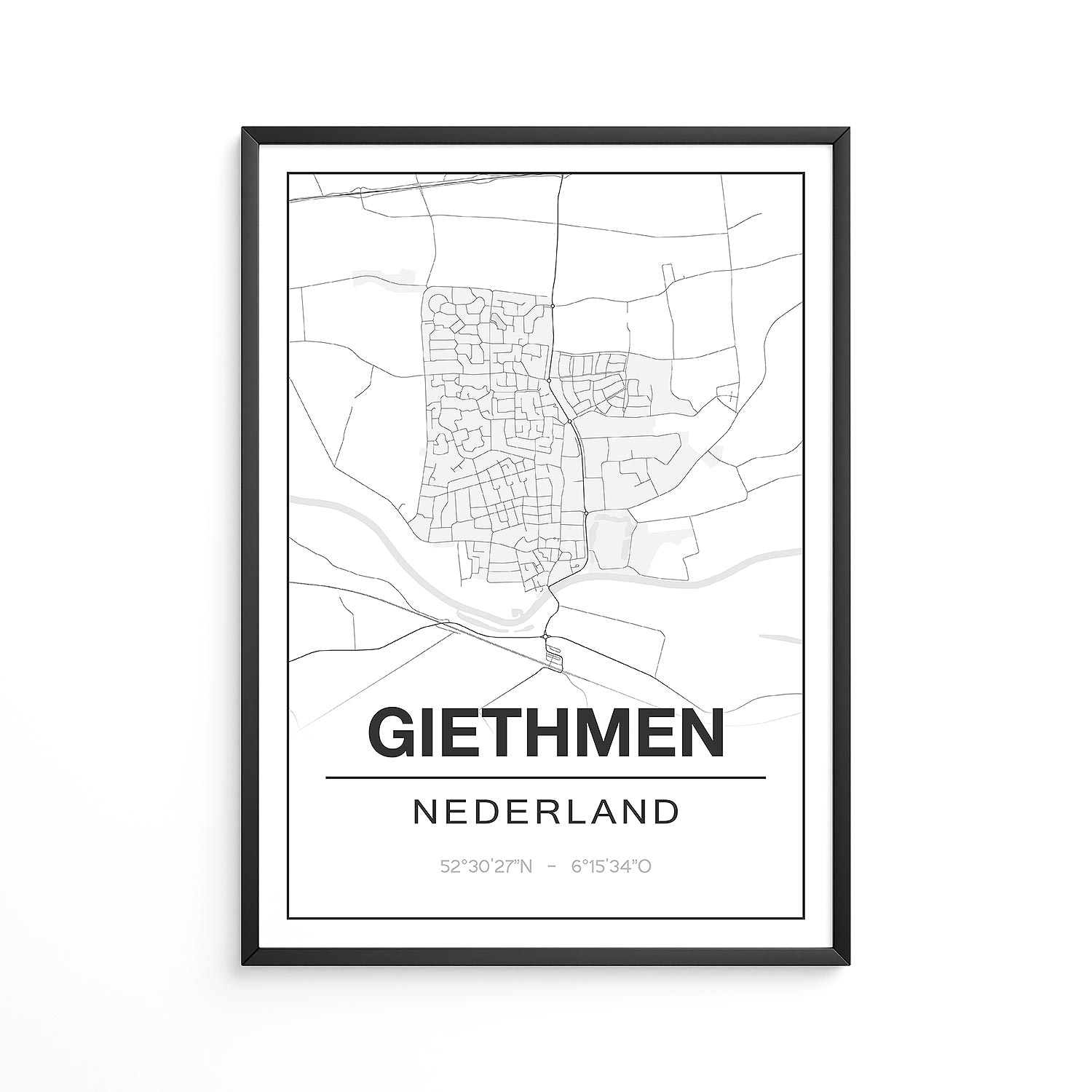 Poster Giethmen - Overijssel - Plattegrond