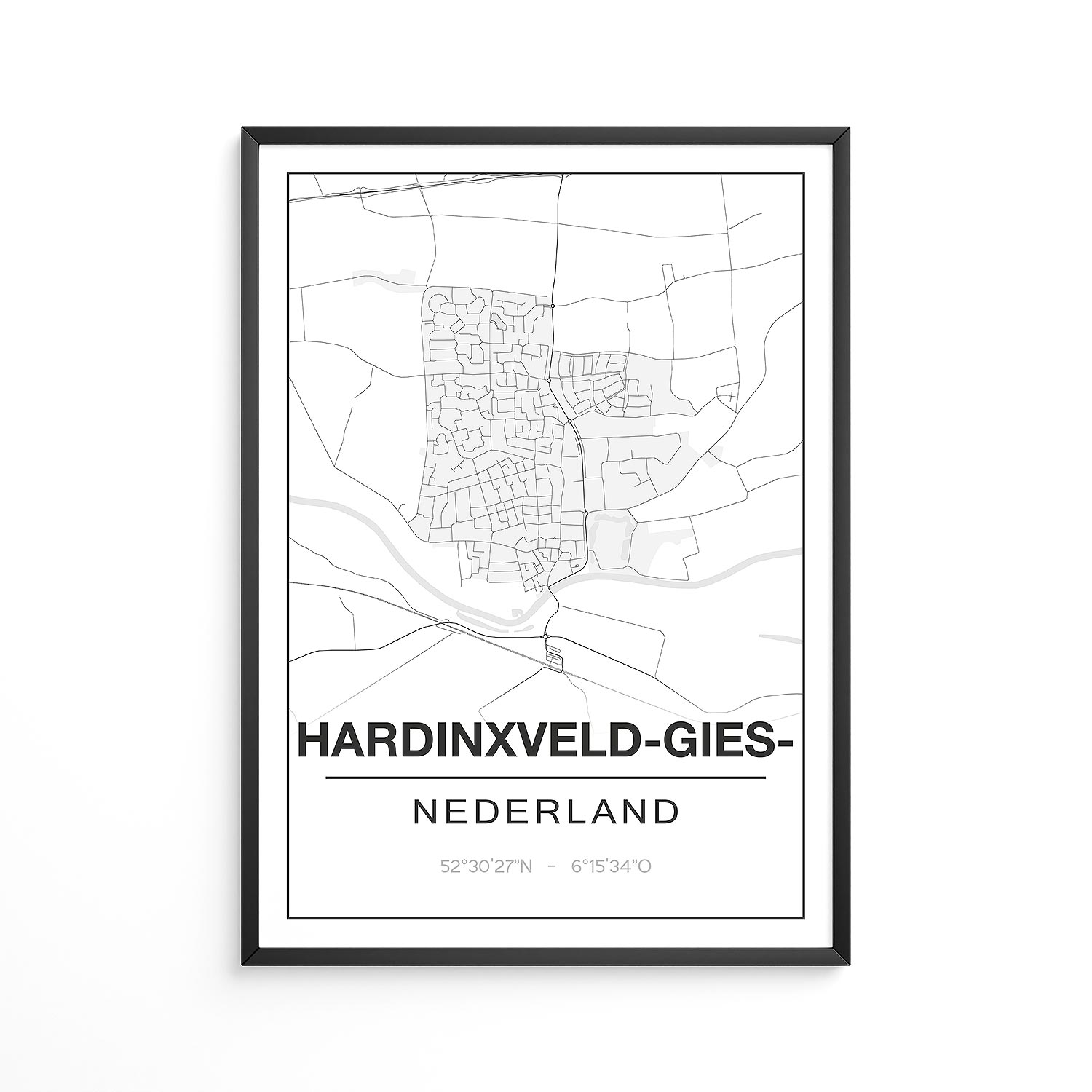 Poster Hardinxveld-Giessendam - Zuid-Holland - Plattegrond