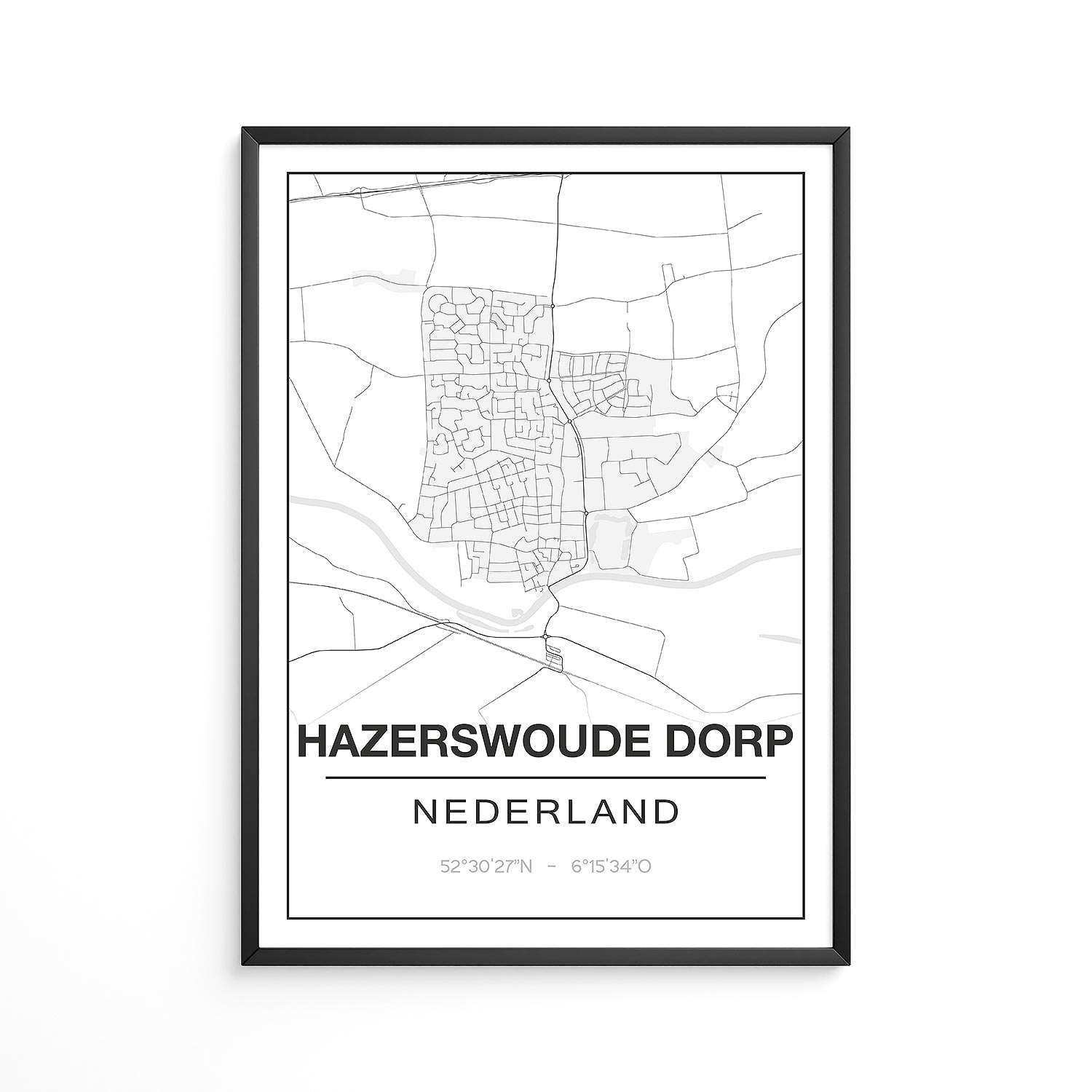 Poster Hazerswoude Dorp - Zuid-Holland - Plattegrond