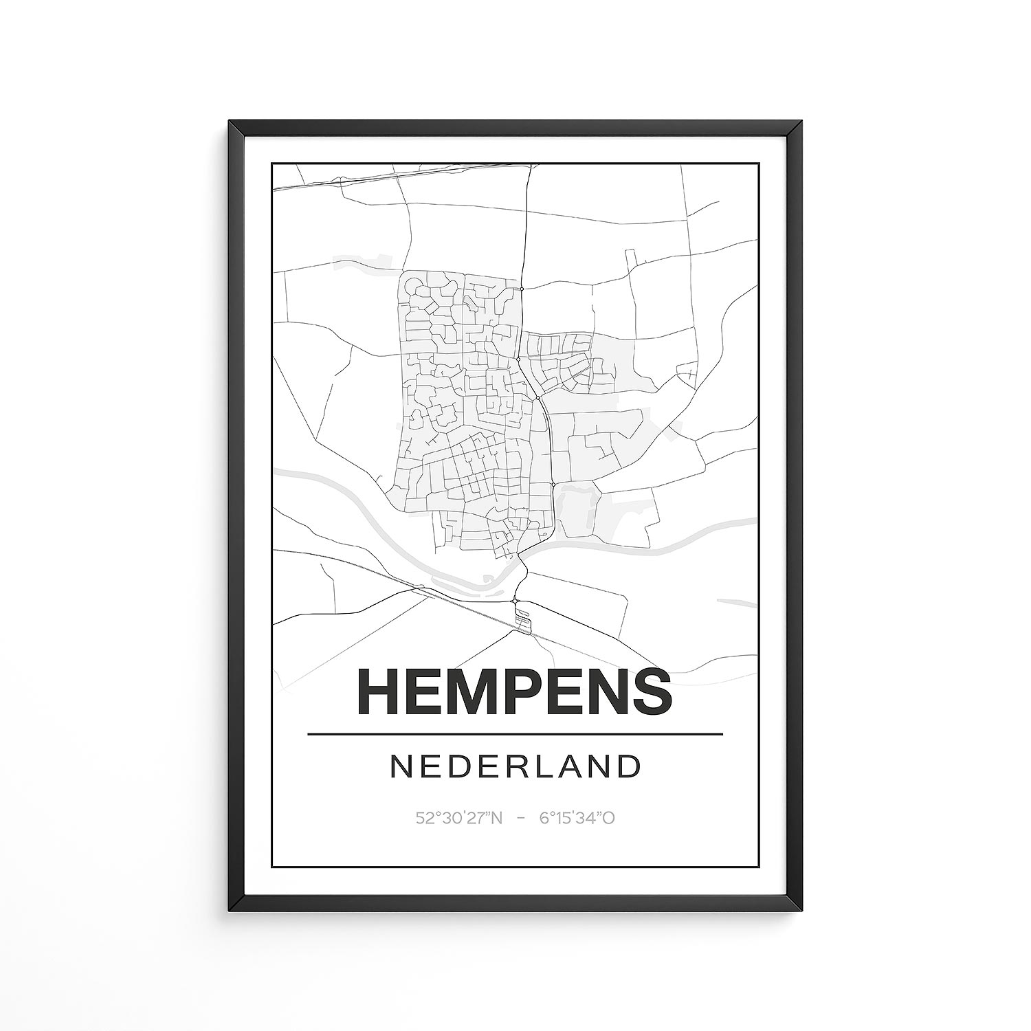 Poster Hempens - Friesland - Plattegrond