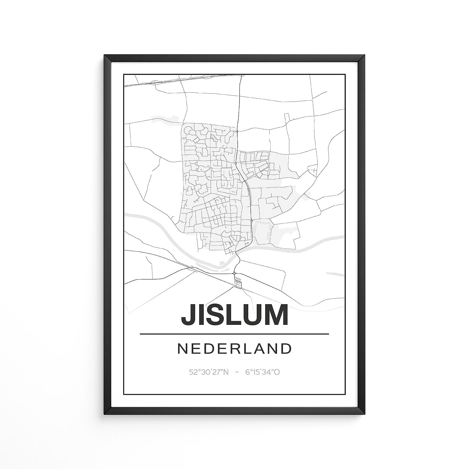 Poster Jislum - Friesland - Plattegrond