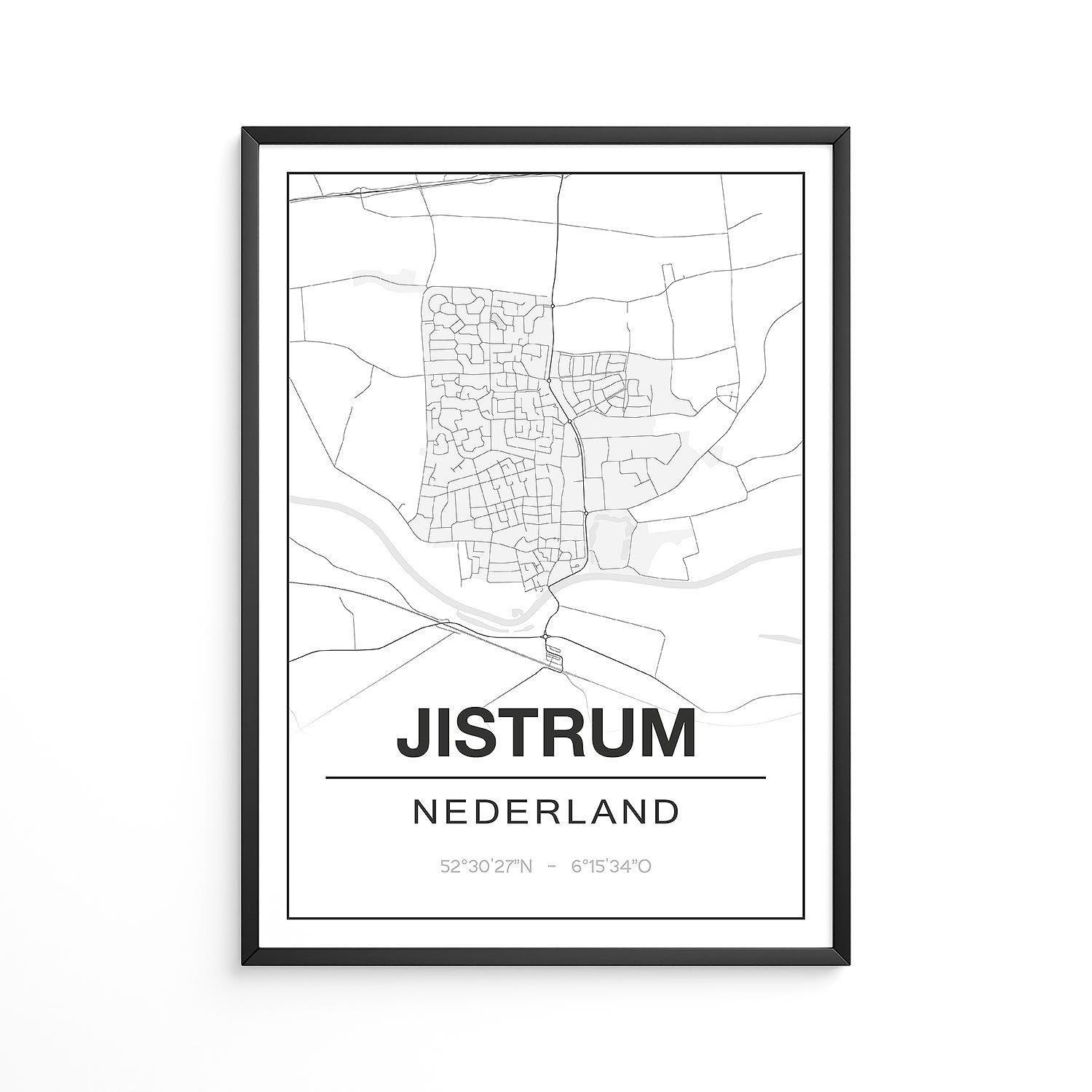 Poster Jistrum - Friesland - Plattegrond