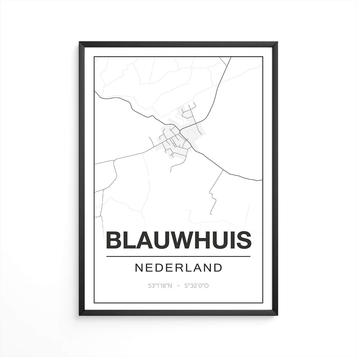 Poster Blauwhuis - Friesland - Plattegrond