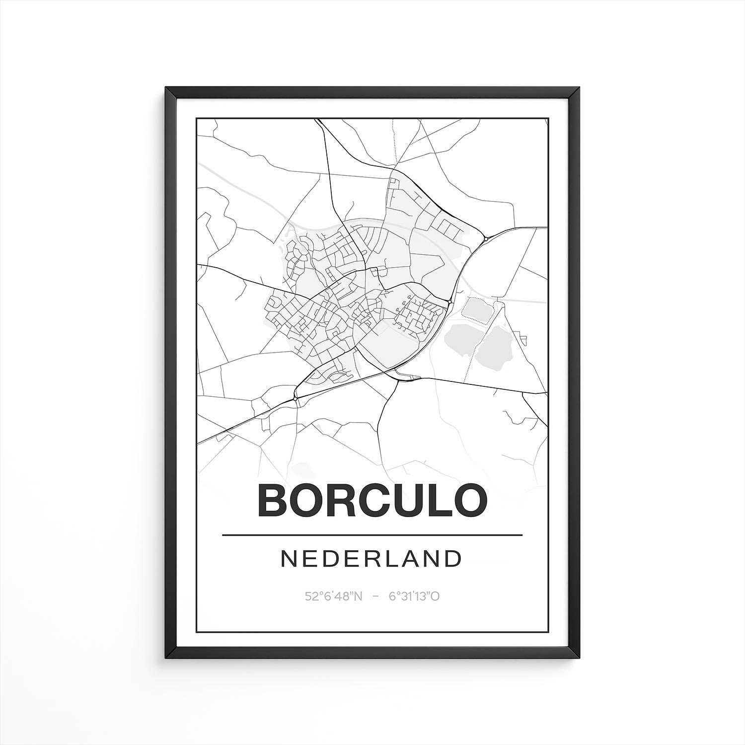 Poster Borculo - Gelderland - Plattegrond