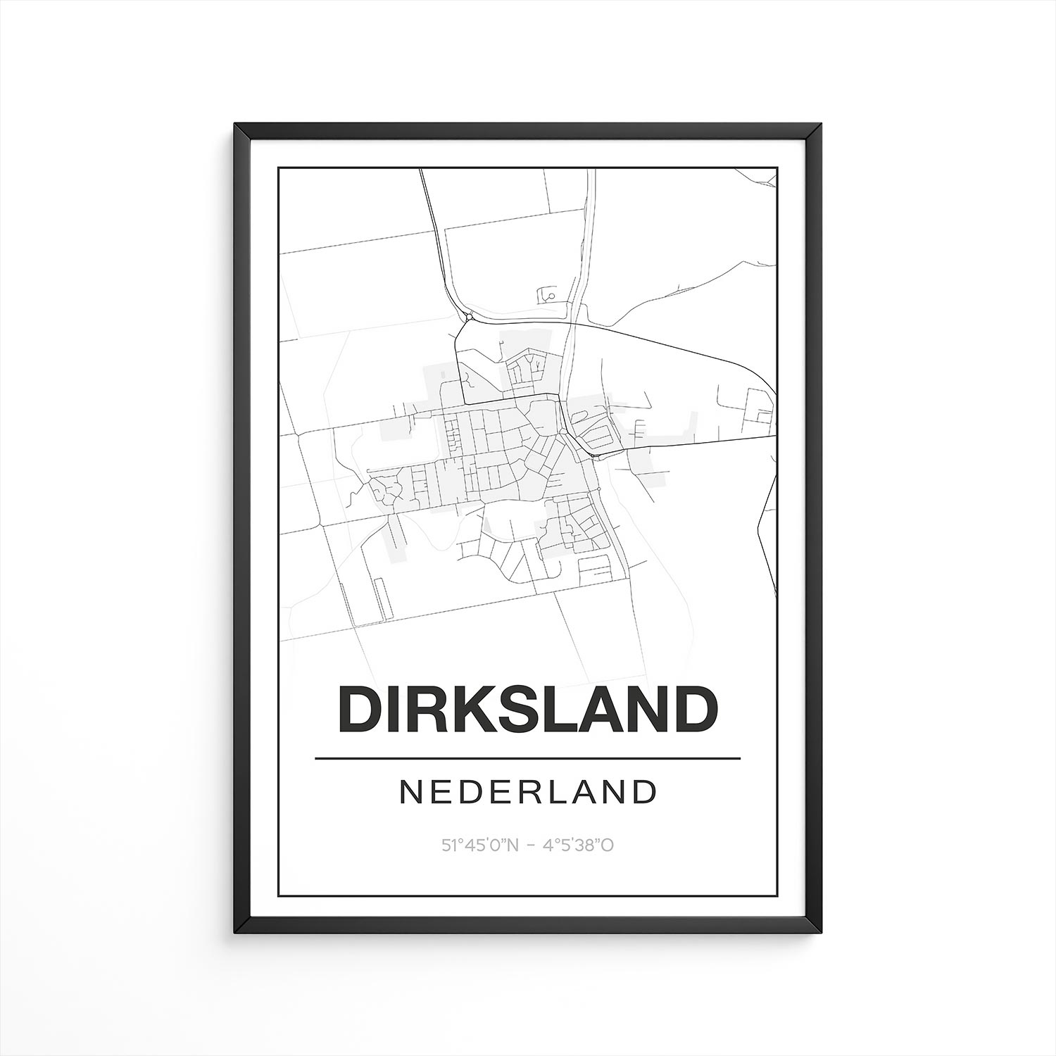 Poster Dirksland - Zuid-Holland - Plattegrond