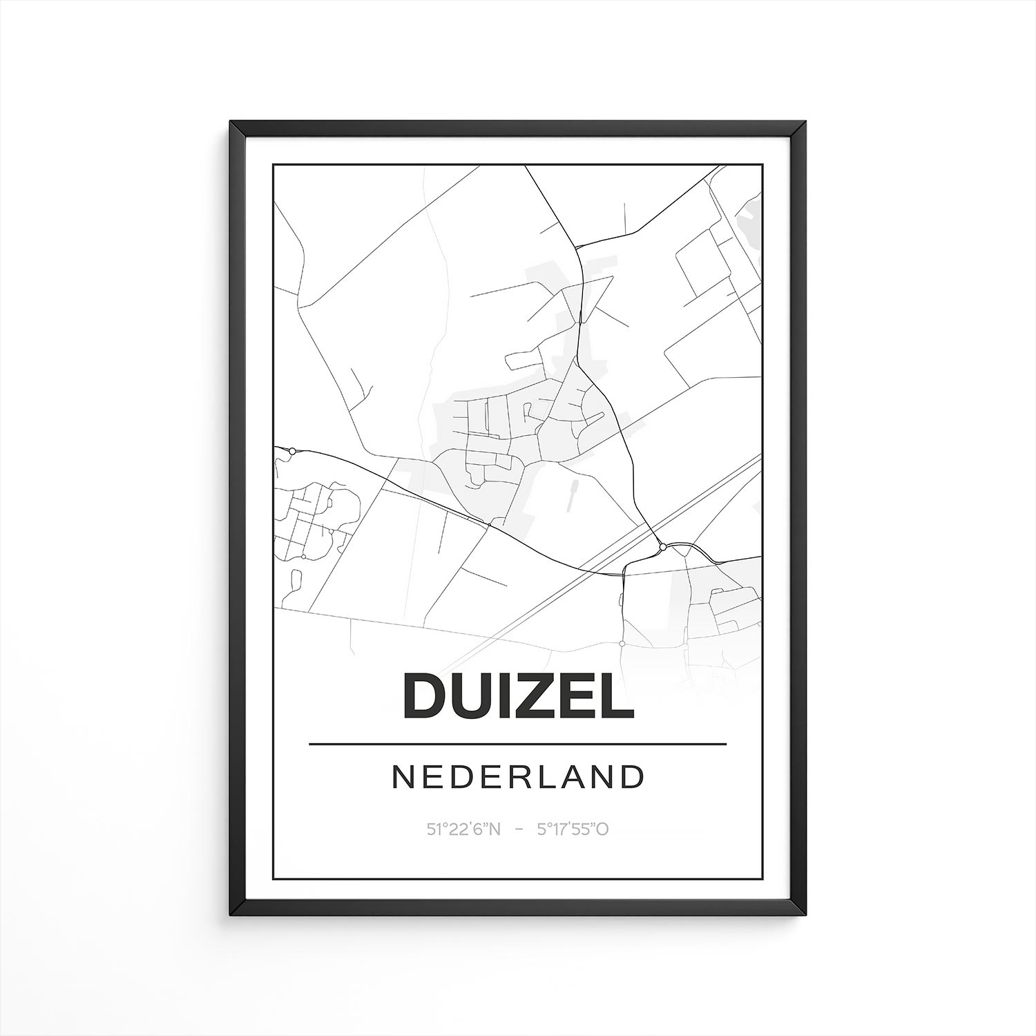 Poster Duizel - Noord-Brabant - Plattegrond